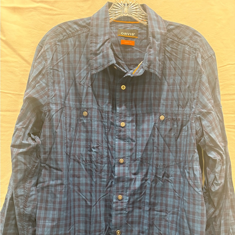 Orvis Active Fit Deep Blue Plaid Shirt